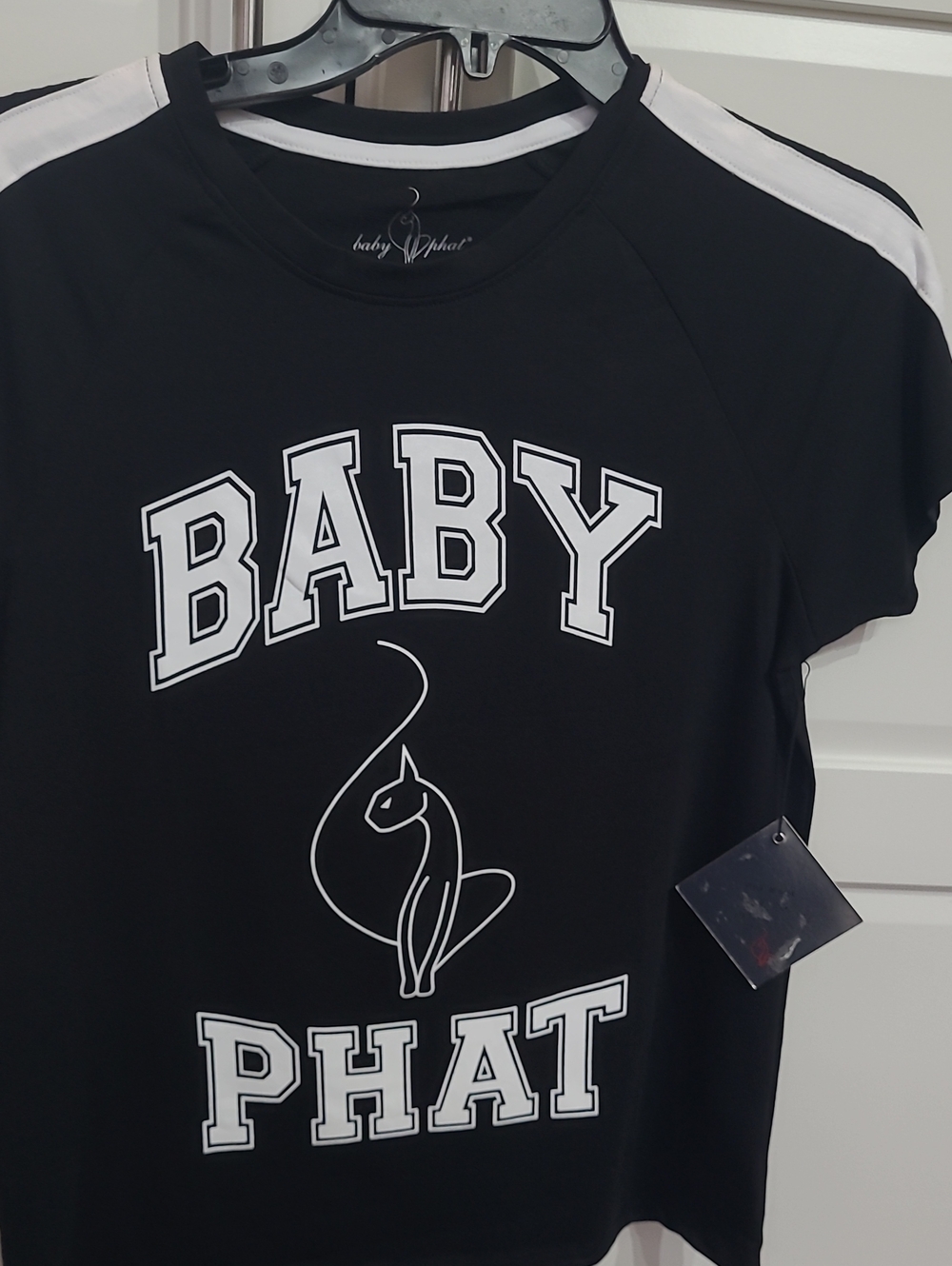 Baby Phat Womens Black And Gray White Stripe shoulders.new Size Large